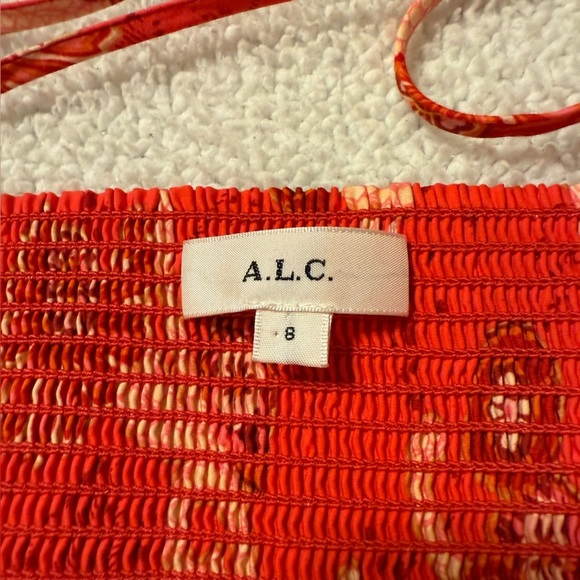 A.L.C. Arit Floral Ruched Crop Top Pink Paisley Print Crop Top - Picture 11 of 15